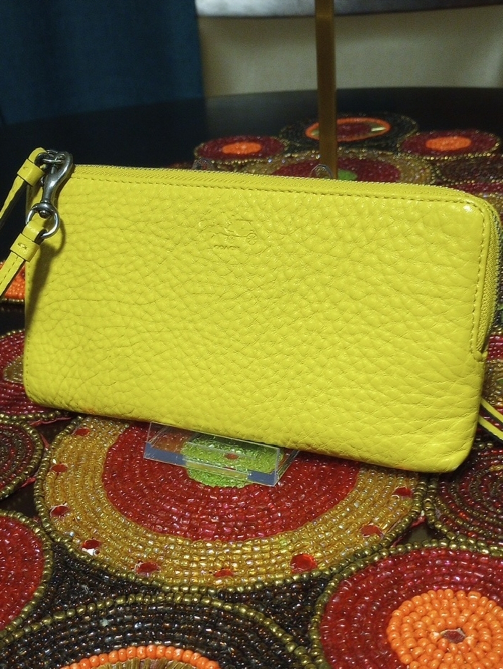 Coach Leather Wristlet Yellow - Picture 6 of 16
